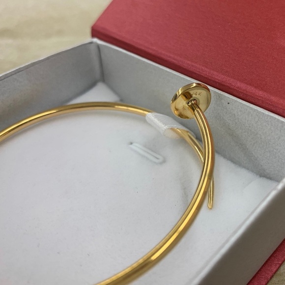 Genuine 14K Yellow Gold Nail Bangle - Picture 3 of 3